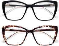 👓 amomoma am6031: women's trendy tr90 oversized blue light reading glasses - stylish square cat eye design logo