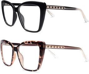 img 3 attached to 👓 AMOMOMA AM6031: Women's Trendy TR90 Oversized Blue Light Reading Glasses - Stylish Square Cat Eye Design