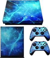 extremerate blue galaxy full set faceplates skin stickers for 🎮 xbox one x console controller with 2 pcs home button decals logo
