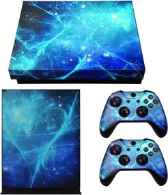 img 4 attached to eXtremeRate Blue Galaxy Full Set Faceplates Skin Stickers for 🎮 Xbox One X Console Controller with 2 Pcs Home Button Decals