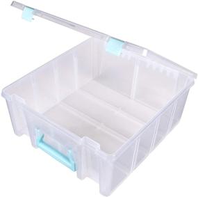 img 2 attached to ArtBin 6990SA Super Satchel Double Deep: Portable Art & Craft Storage with Dividers, Large Handle, Translucent Aqua Mist, Clear & Aqua