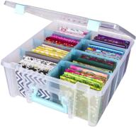 artbin 6990sa super satchel double deep: portable art & craft storage with dividers, large handle, translucent aqua mist, clear & aqua logo