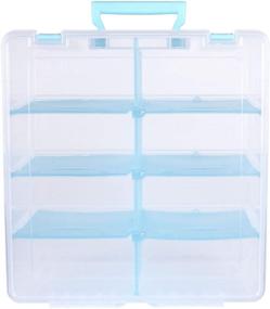 img 1 attached to ArtBin 6990SA Super Satchel Double Deep: Portable Art & Craft Storage with Dividers, Large Handle, Translucent Aqua Mist, Clear & Aqua