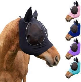 img 4 attached to Stay Protected & Visible with Derby Originals Reflective Bug Eye Lycra Fly Mask - 1 Year Warranty!