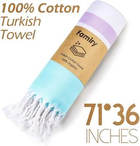 img 3 attached to Famiry Turkish Purple Beach Towel (38 ’’x 71 ’’) - Highly Absorbent 🏖️ & Quick Dry 100% Cotton Bath Towels for Bathing, Beach, Pool, Spa & Gym