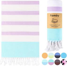 img 4 attached to Famiry Turkish Purple Beach Towel (38 ’’x 71 ’’) - Highly Absorbent 🏖️ & Quick Dry 100% Cotton Bath Towels for Bathing, Beach, Pool, Spa & Gym