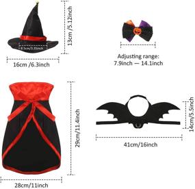 img 3 attached to Frienda Halloween Pet Costume Set - Vampire Cloak with Wizard Hat, Pet Bat, and Bow Tie for Cat and Puppy Halloween Party, Pet Cosplay Costume