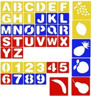 42-piece plastic drawing stencils set: senhai educational templates for school, children's drawings, diy craft decoration - includes letters, numbers, and fruit patterns logo