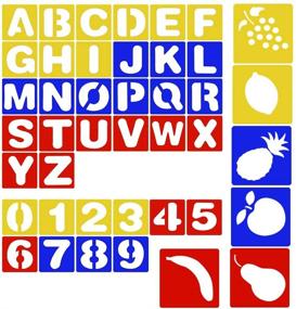 img 4 attached to 42-Piece Plastic Drawing Stencils Set: SENHAI Educational Templates for School, Children's Drawings, DIY Craft Decoration - Includes Letters, Numbers, and Fruit Patterns