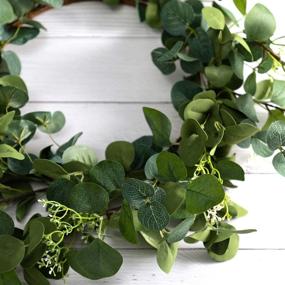 img 2 attached to 🌿 Lush Green Artificial Eucalyptus Wreath – 22-inch Faux Leaf Decor for Home Front Door, Wall, Window - Ideal for Wedding, Party, and Home Décor