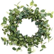 🌿 lush green artificial eucalyptus wreath – 22-inch faux leaf decor for home front door, wall, window - ideal for wedding, party, and home décor логотип