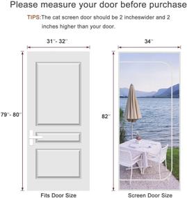 img 3 attached to SHRRL 32x80 Pet Screen с молнией - Предотвратите убегание кошек из сетчатой двери, кошачья сетка для гостиной, спальни, патио дверей.