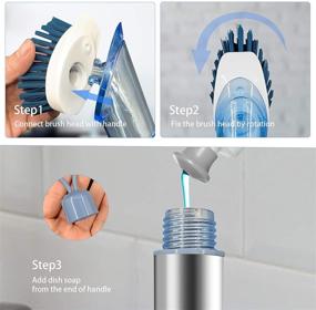 img 2 attached to 🧽 Neilgo 3-IN-1 Soap Dispensing Dish Brush: Effortless Automatic Liquid addition with Soap Control and Handle (Blue)