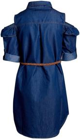 img 2 attached to Stylish Dollhouse Girls’ Dress: High-Low Belted Chambray Denim Dress with Short Sleeves