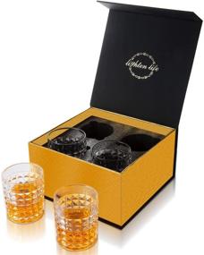 img 3 attached to 🥃 Lighten Life Crystal Whiskey Glass Set in Gift Box - Old Fashioned Bourbon Glass, 10.5 oz Premium Scotch Glass, Lowball Rock Glass for Whiskey, Scotch, Cocktail