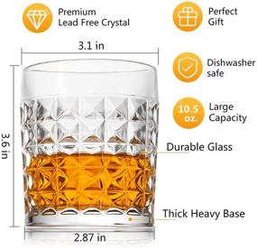 img 2 attached to 🥃 Lighten Life Crystal Whiskey Glass Set in Gift Box - Old Fashioned Bourbon Glass, 10.5 oz Premium Scotch Glass, Lowball Rock Glass for Whiskey, Scotch, Cocktail