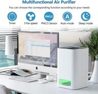 ⚪ zhengxoo small air purifiers with true hepa filter: efficiently clean 370 sq.ft, cadr:120 & auto-adjust air quality monitor - model: am-160 (white) logo