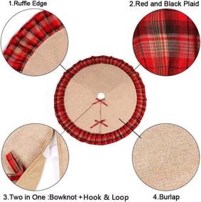 img 1 attached to 🎄 OurWarm Linen Burlap Christmas Tree Skirt - Red Black Plaid with Ruffle Edge Border - Large 48 inches Round - Indoor Outdoor Mat - Xmas Party Holiday Decorations