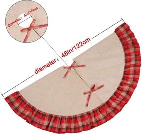 img 2 attached to 🎄 OurWarm Linen Burlap Christmas Tree Skirt - Red Black Plaid with Ruffle Edge Border - Large 48 inches Round - Indoor Outdoor Mat - Xmas Party Holiday Decorations