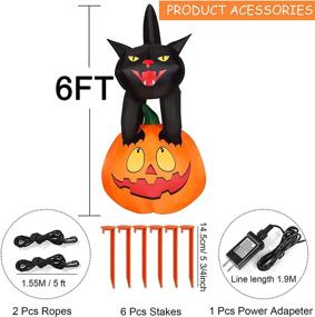 img 2 attached to 🎃 JinhzWin 6ft Halloween Inflatable Decorations - Black Cat on Pumpkin with LED Rotating Lights - Blow Up Halloween Thanksgiving Yard Decor for Indoor Outdoor Garden Lawn