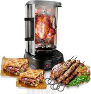 🍗 nutrichef countertop vertical rotating oven - rotisserie shawarma machine, kebob machine with heat resistant door, stain resistant & energy efficient - includes kebob rack and 7 skewers (pkrtvg34) logo
