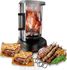 img 4 attached to 🍗 NutriChef Countertop Vertical Rotating Oven - Rotisserie Shawarma Machine, Kebob Machine with Heat Resistant Door, Stain Resistant & Energy Efficient - Includes Kebob Rack and 7 Skewers (PKRTVG34)
