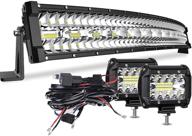 🚜 dakride 32 inch led light bar with 585w power, curved triple row design, flood spot combo beam for off-road vehicles - includes 2pcs 4 inch 60w led pod lights, fog lights, and wiring harness logo