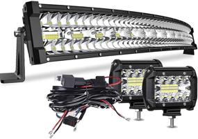 img 4 attached to 🚜 DakRide 32 Inch LED Light Bar with 585W Power, Curved Triple Row Design, Flood Spot Combo Beam for Off-Road Vehicles - Includes 2Pcs 4 Inch 60W Led Pod Lights, Fog Lights, and Wiring Harness