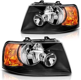 img 4 attached to 🚗 Комплект фар DWVO с чёрным корпусом и прозрачным стеклом для Ford Expedition 2003-2006 (03-06)