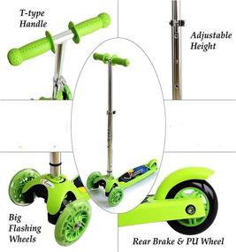 img 1 attached to LIYU Toddler Scooter for Kids Ages 3-5 - Adjustable Height Kick Scooters for Boys and Girls, 3-Wheel LED Light Toddler Scooter, Wide Standing Board, Rear Brake, Lean-to-Steer Design