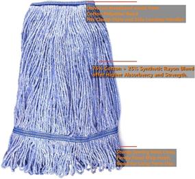 img 3 attached to 🧽 High-Quality Blue Cotton Loop String Mop Head Replacements - Commercial Grade, Heavy Duty, Industrial Wet Cleaning Refills (2 Pack, Medium Size)