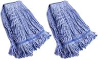 🧽 high-quality blue cotton loop string mop head replacements - commercial grade, heavy duty, industrial wet cleaning refills (2 pack, medium size) logo