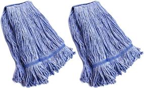 img 4 attached to 🧽 High-Quality Blue Cotton Loop String Mop Head Replacements - Commercial Grade, Heavy Duty, Industrial Wet Cleaning Refills (2 Pack, Medium Size)