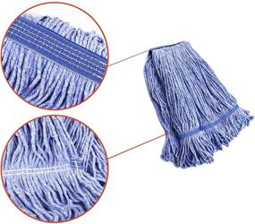 img 2 attached to 🧽 High-Quality Blue Cotton Loop String Mop Head Replacements - Commercial Grade, Heavy Duty, Industrial Wet Cleaning Refills (2 Pack, Medium Size)