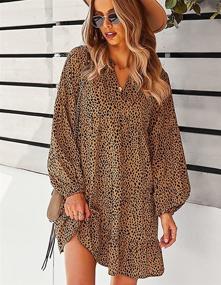 img 1 attached to 👗 iRACHEU Women's V-Neck Flowy Swing Dresses Dress - Bohemian Casual Loose Tunic Dress with Long Sleeves