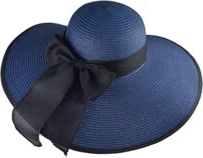 img 3 attached to Stay Stylish in the Sun with Women's Big Bowknot Straw Hat Floppy Foldable Roll up Beach Cap Sun Hat UPF 50+