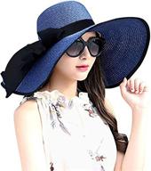 stay stylish in the sun with women's big bowknot straw hat floppy foldable roll up beach cap sun hat upf 50+ логотип