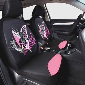 img 1 attached to CAR PASS 11PCS Insparation Butterfly Universal Fit Car Seat Covers Set Package-Universal Fit For Vehicles