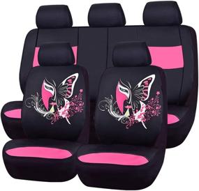 img 4 attached to CAR PASS 11PCS Insparation Butterfly Universal Fit Car Seat Covers Set Package-Universal Fit For Vehicles