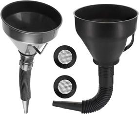 img 4 attached to 🚗 2pcs Car Funnel Set, Wide Mouth Plastic Funnels with Strainer, Automotive Oil Funnel with Flexible Hose for Cars and Motorcycles, Engine Oil, Liquids, Diesel, Kerosene, and Gasoline