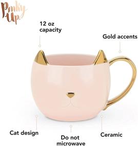 img 3 attached to ☕ 12 oz Ceramic Pink Chloe Cat Mug with Metallic Finish - Perfect Tea Kettle Accessory, Coffee Cup