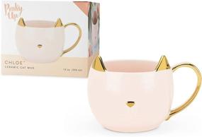 img 4 attached to ☕ 12 oz Ceramic Pink Chloe Cat Mug with Metallic Finish - Perfect Tea Kettle Accessory, Coffee Cup