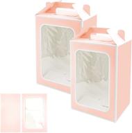 10 pcs large pink gift boxes with transparent window - wedding party bags logo