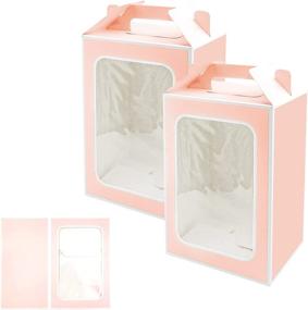 img 4 attached to 10 Pcs Large Pink Gift Boxes with Transparent Window - Wedding Party Bags