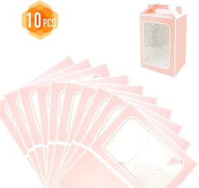 img 2 attached to 10 Pcs Large Pink Gift Boxes with Transparent Window - Wedding Party Bags