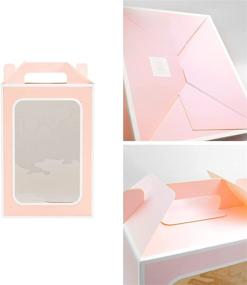 img 1 attached to 10 Pcs Large Pink Gift Boxes with Transparent Window - Wedding Party Bags