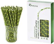 🌱 100 pack biodegradable paper straws - easy road bamboo printed drinking straws for juices, shakes, smoothies - party supplies, birthday, baby shower decorations - food safe bpa free (7.8 inches long) logo
