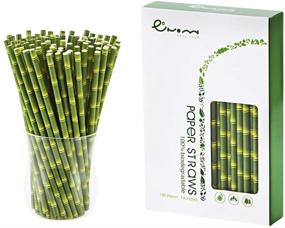 img 4 attached to 🌱 100 Pack Biodegradable Paper Straws - Easy Road Bamboo Printed Drinking Straws for Juices, Shakes, Smoothies - Party Supplies, Birthday, Baby Shower Decorations - Food Safe BPA Free (7.8 Inches Long)