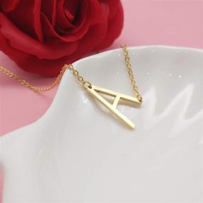 img 2 attached to 🌟 Delicate and Personalized 18K Gold Plated Sideways Initial Necklace for Women and Girls