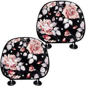 img 4 attached to 🌸 Vintage Floral Headrest Cover Set for Women - TOADDMOS Universal Bucket Seat Accessory